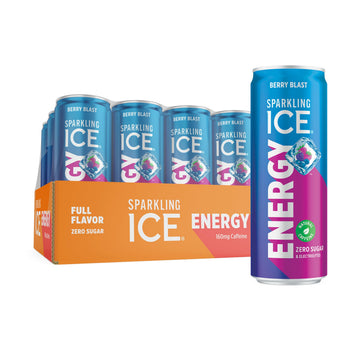 Sparkling Ice Energy Berry Blast - 12 Pack Energy Drinks with Vitamins, Antioxidants, Zero Sugar - 12 fl oz Cans