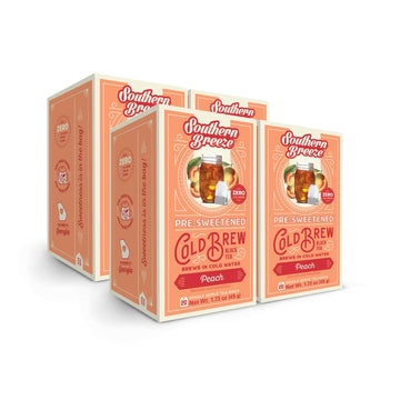 Southern Breeze Cold Brew Sweet Tea Peach Iced Tea With Black Tea And Zero Carbs Zero Sugar, 20 Individually Wrapped Tea Bags, Pack Of 4