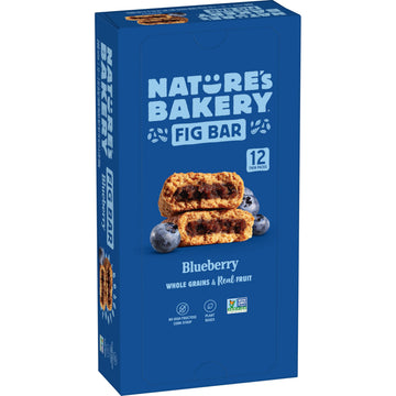 Natures Bakery Whole Wheat Fig Bars, Blueberry, Real Fruit, Vegan, Non-GMO, Snack bar, Twin packs- 12 count