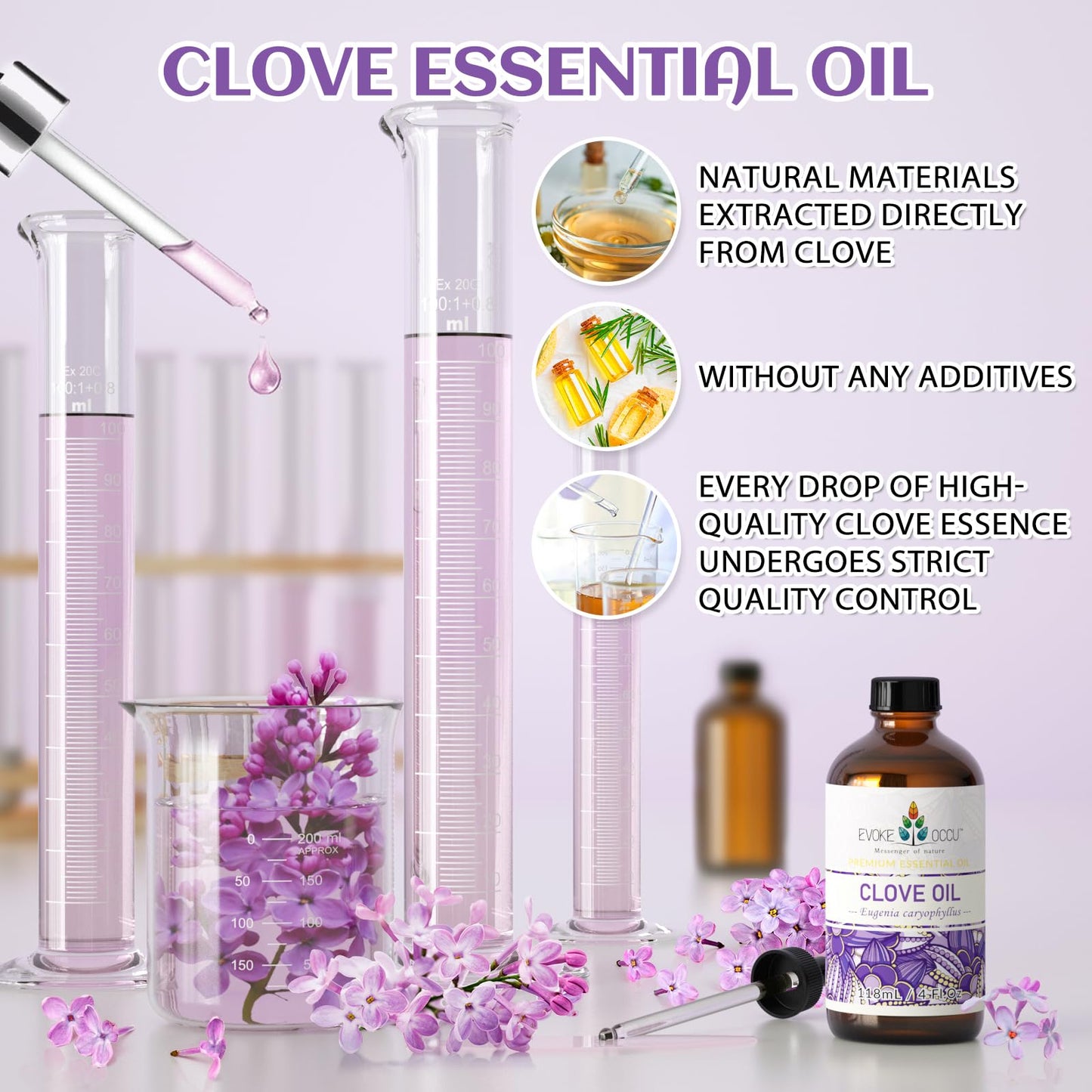 Evoke Occu Clove Essential Oil 4 Oz, Pure Clove Oil For Skin Massage Aromatherapy Diffuser- 4 Fl Oz
