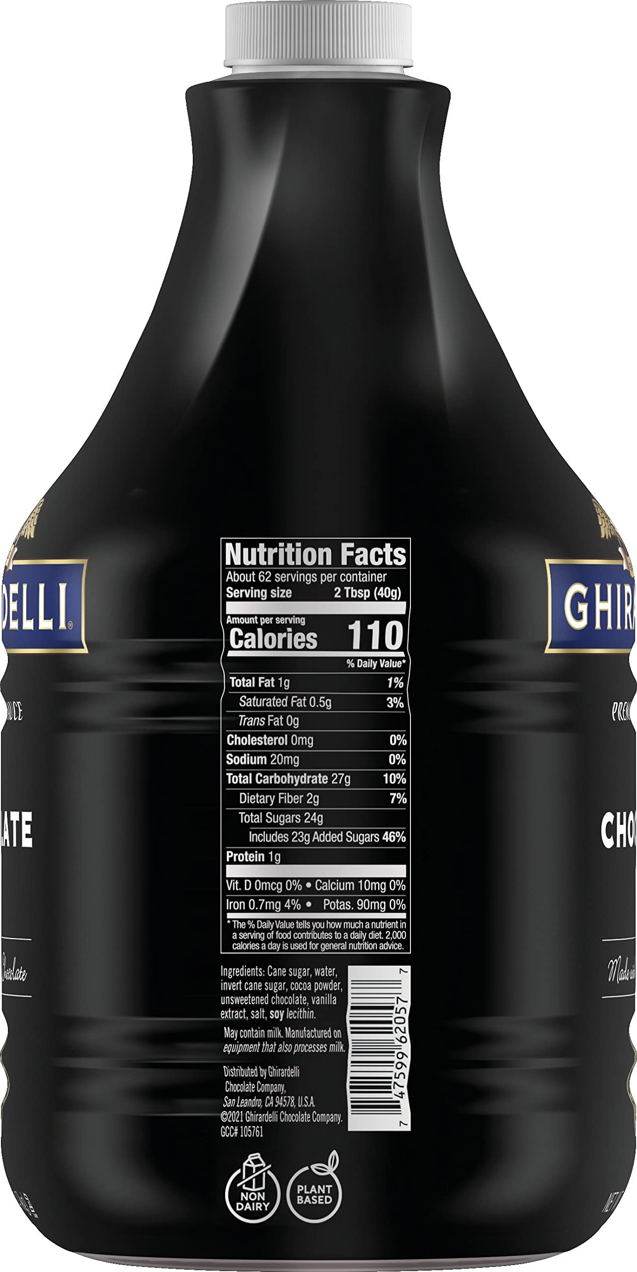 Ghirardelli Chocolate Sauce, Black Label, 87.3oz (5.44 lb) - Single Bottle