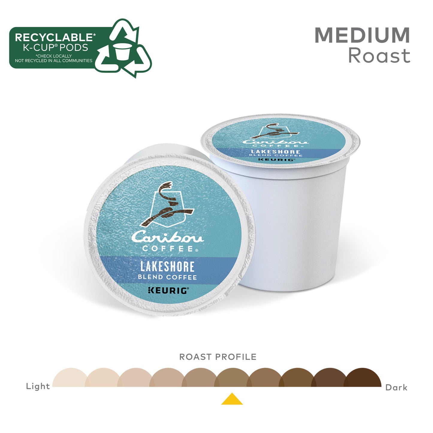 Caribou Coffee Lakeshore Blend Keurig Single-Serve K-Cup Pods, Medium Roast, 24 Count (Pack of 4)