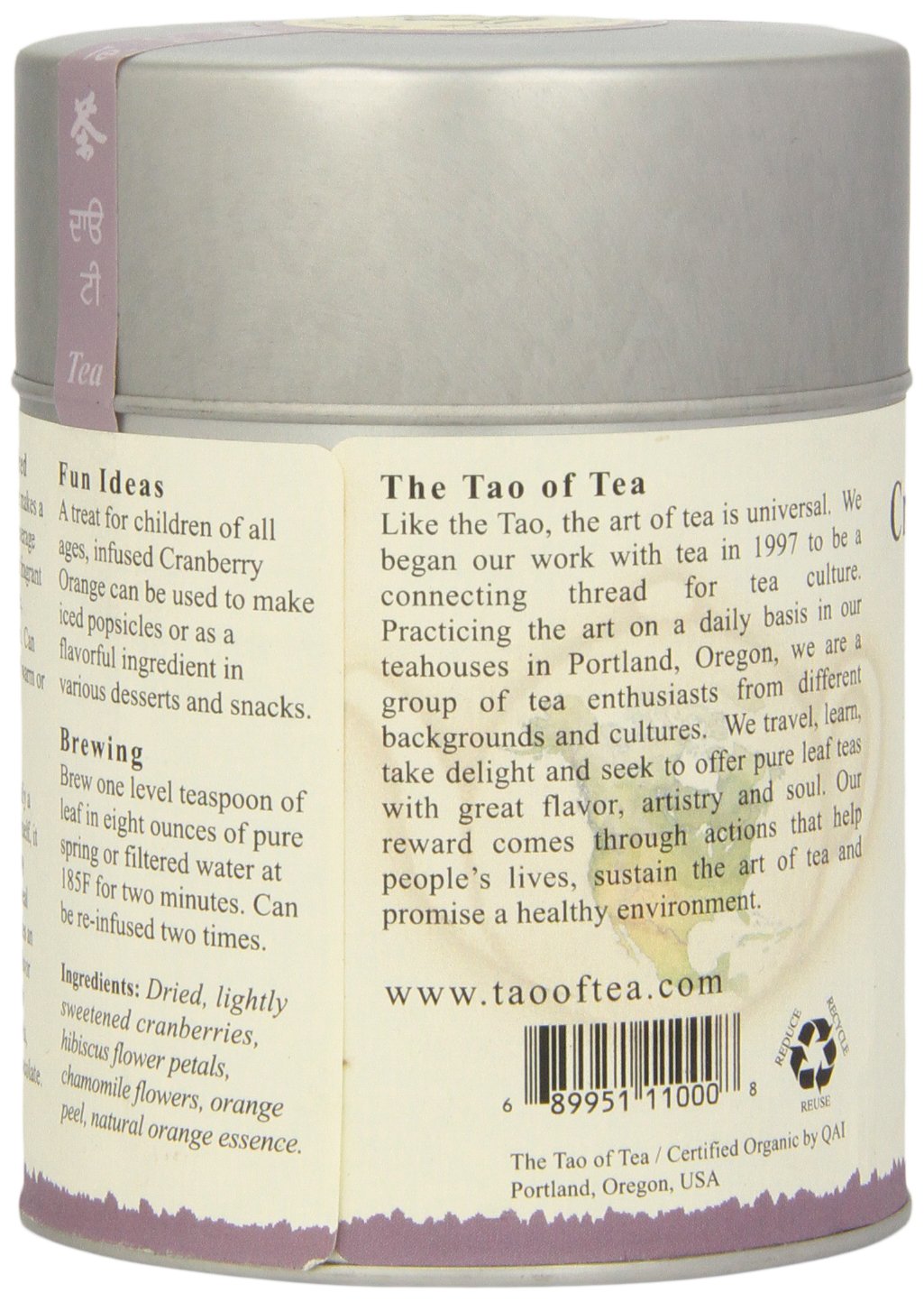 The Tao of Tea Cranberry Orange Herbal Tea, 4 Ounce Tin, Model COMINHKG026739