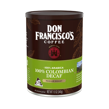 Don Franciscos Premium Decaf Ground Coffee, 100% Arabica, 12 oz Can, Rich & Aromatic