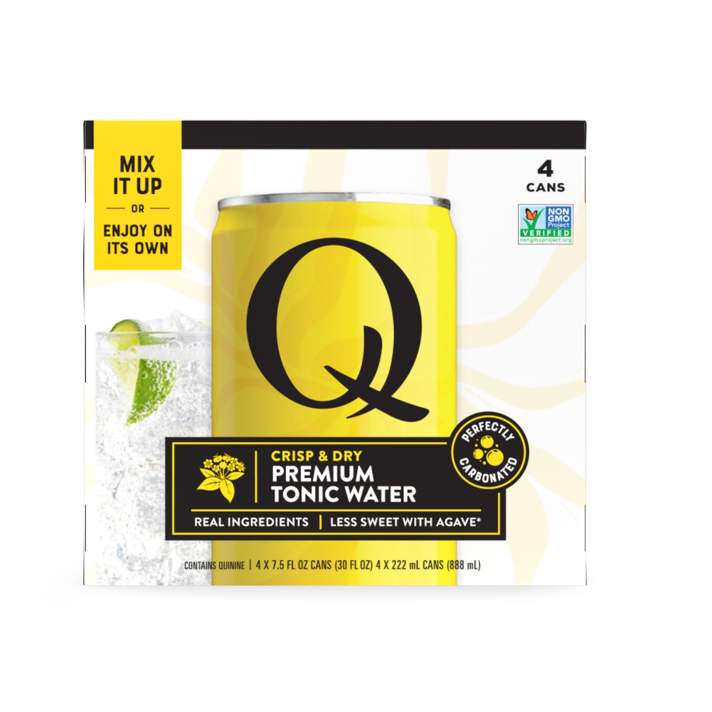 Q Mixers Tonic Water  enhanced Cocktail Mixer Made with Real Ingredients  7.5 fl oz cans (Pack of 4)