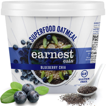 Earnest Eats Superfood Oatmeal Cups, Blueberry Chia, 6g Protein, Vegan, Gluten Free, 2.1 Ounce (Pack of 6)