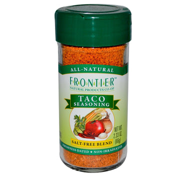 Frontier Taco Seasoning, Salt-Free Blend, 2.33-Ounce Bottles (Pack of 3)