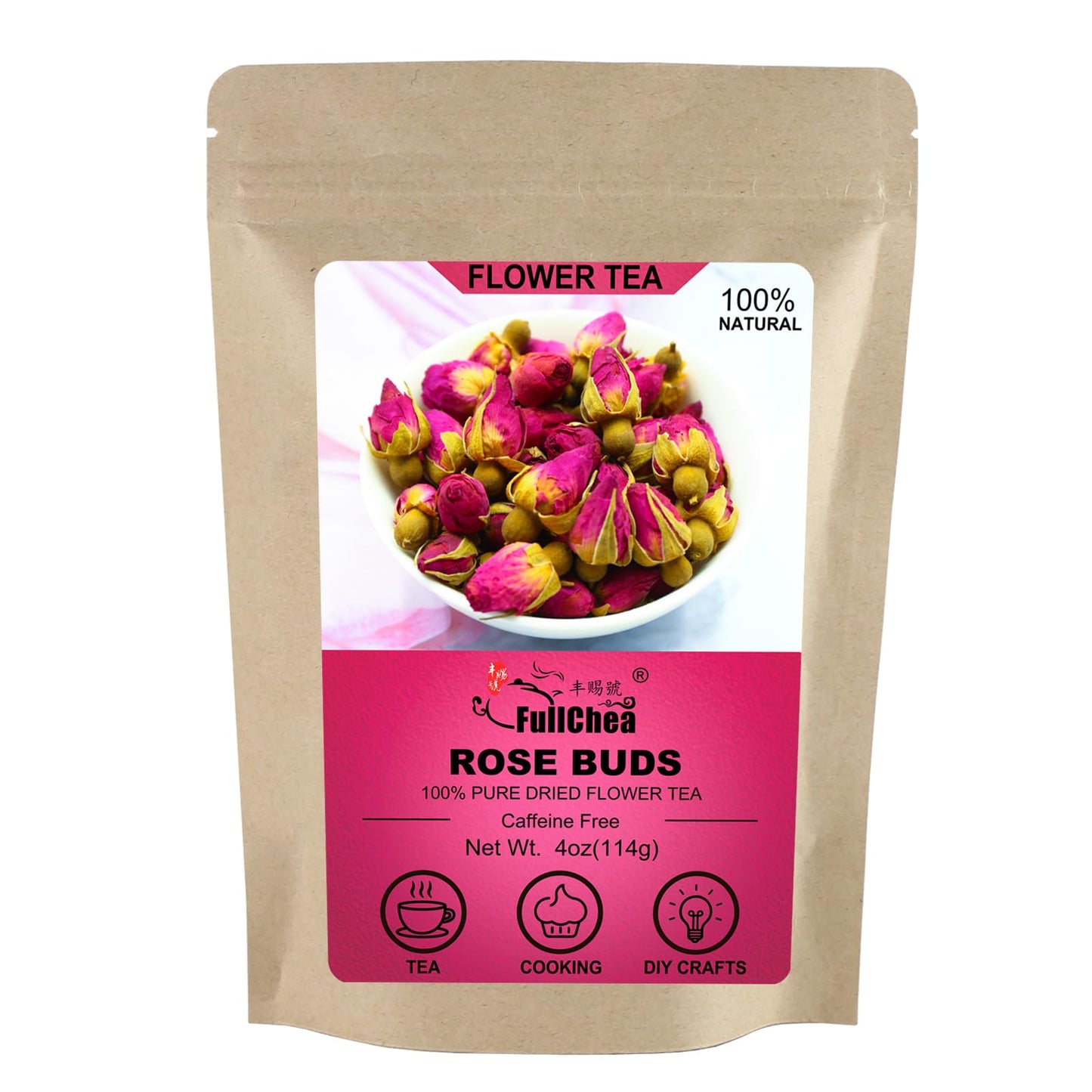 FullChea Dried Rose Buds - 100% Pure Natural, Food-Grade, 4oz/114g