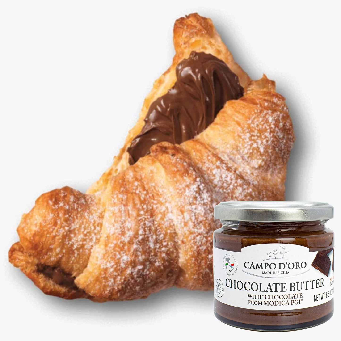 CAMPO DORO Premium Chocolate Spread, DOP Certified Modica Chocolate, Creamy, 6.35oz, No Palm Oil