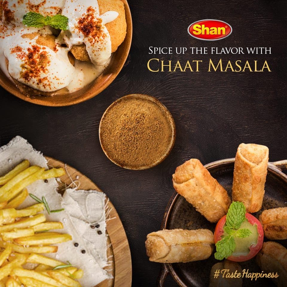 Shan - Chaat Masala Seasoning Mix (100g) - Spice Packets for Tangy and Spicy Garnish