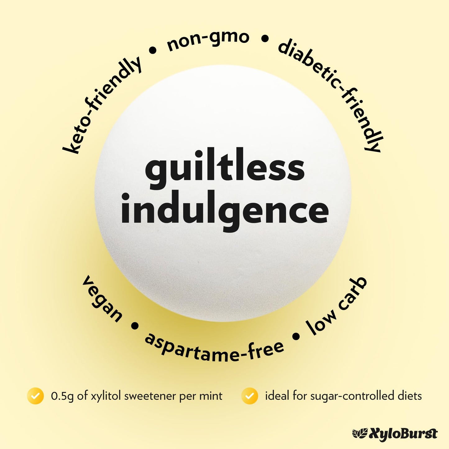 Xyloburst Xylitol Mints - Sugar Free, Vegan, Gluten Free, Keto Friendly - Lemon Flavor - 275 Count