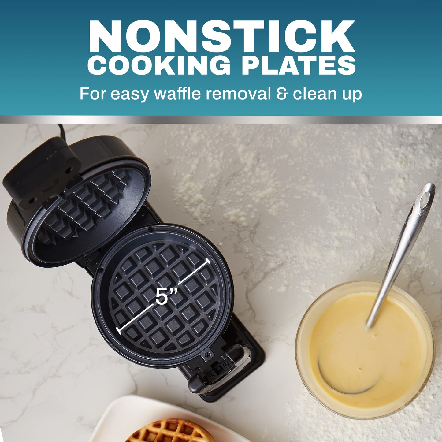 High-Standard Gourmet Ewm460 Nonstick Rotating Flip Belgian Waffle Maker, 1.25-Inch Thick Waffles, Hash Browns, Keto, Snacks, Sandwich, Eggs, Easy To Clean, Black, 5 Inch
