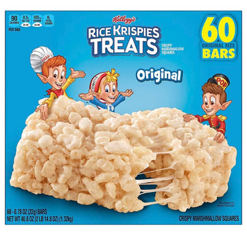 Kellog sRice Krispiexs Treats, Crispy Marhsmallow Cereal Bars| Individually Wrapped Lunchs Snacks Grab N Go Kid Snacks | (60 Bar