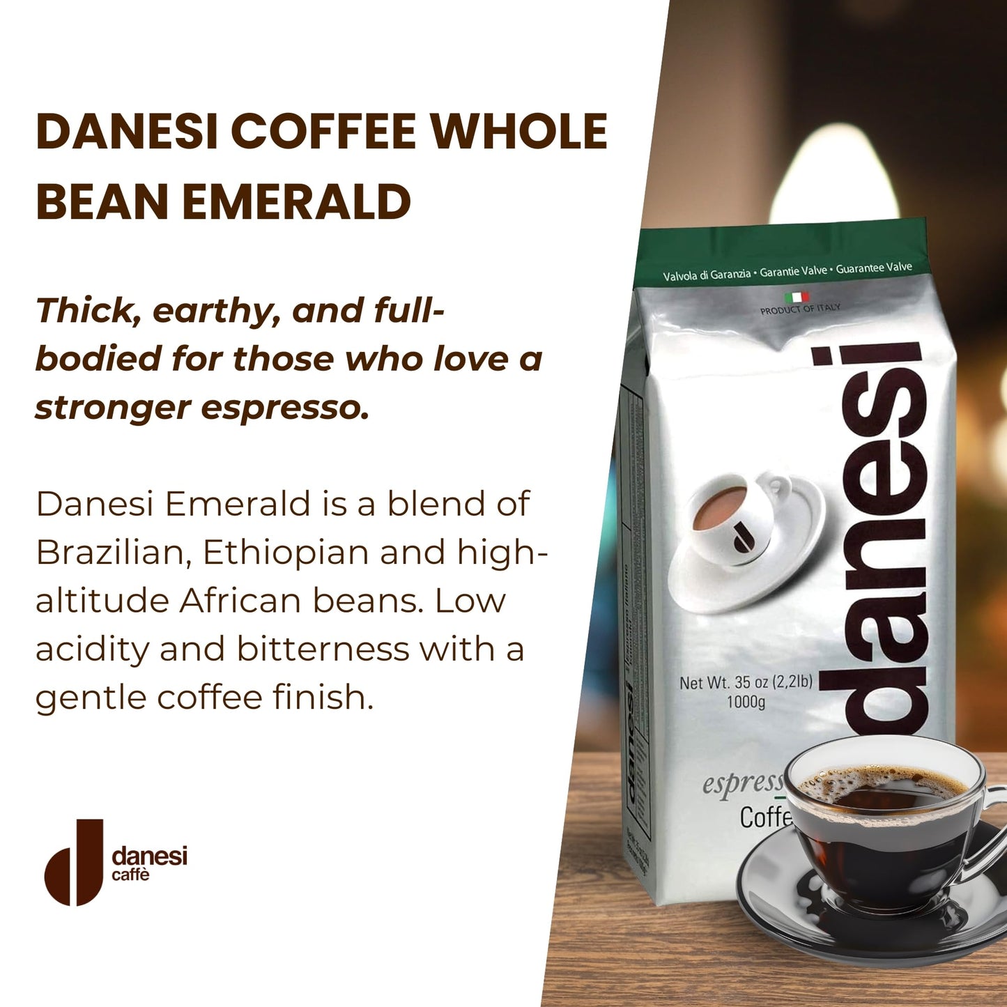 D DANESI CAFFÈ Espresso Coffee Beans - Medium Roast Whole Bean - 2.2 lb