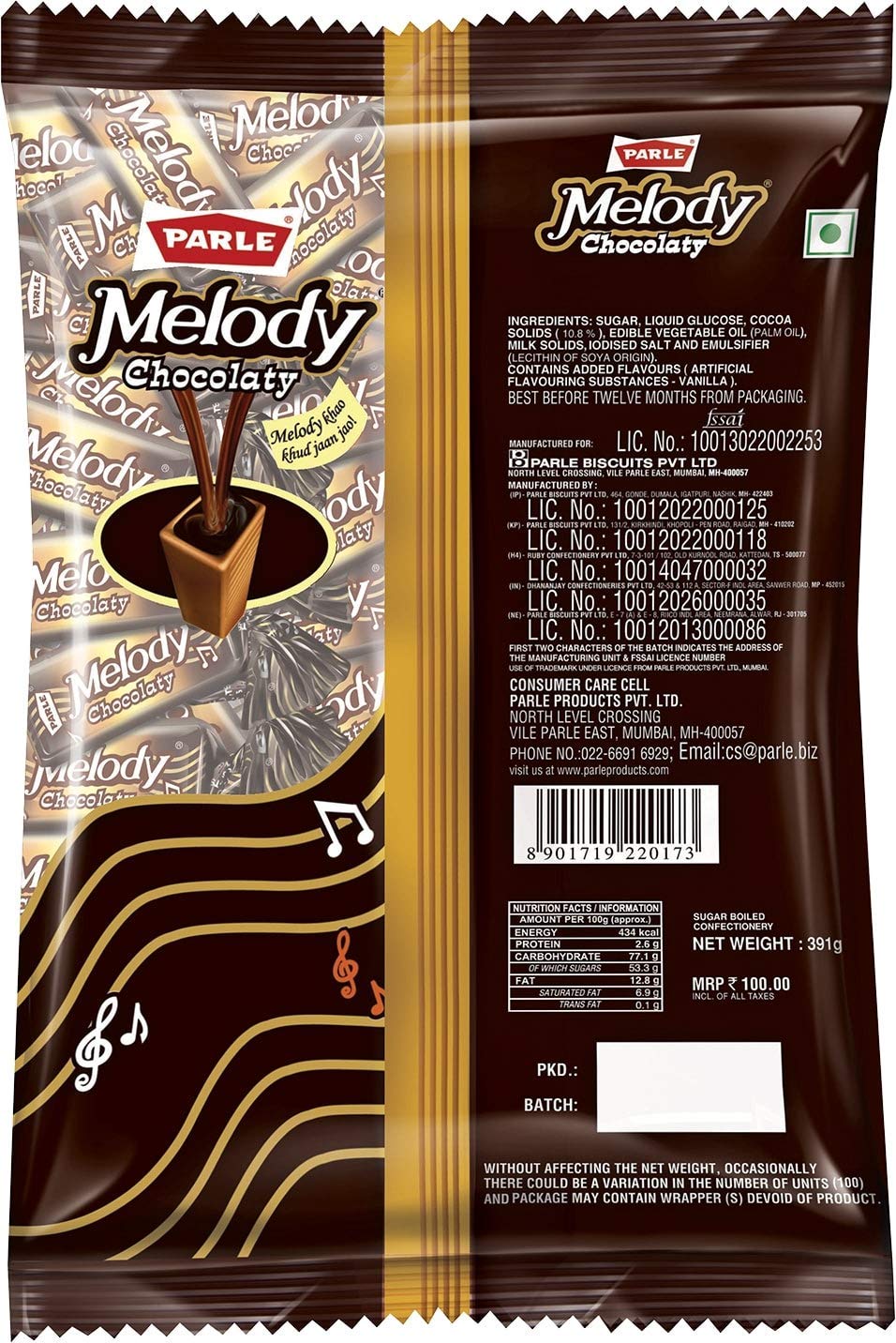 Parle Melody Chocolate, 195 Grams
