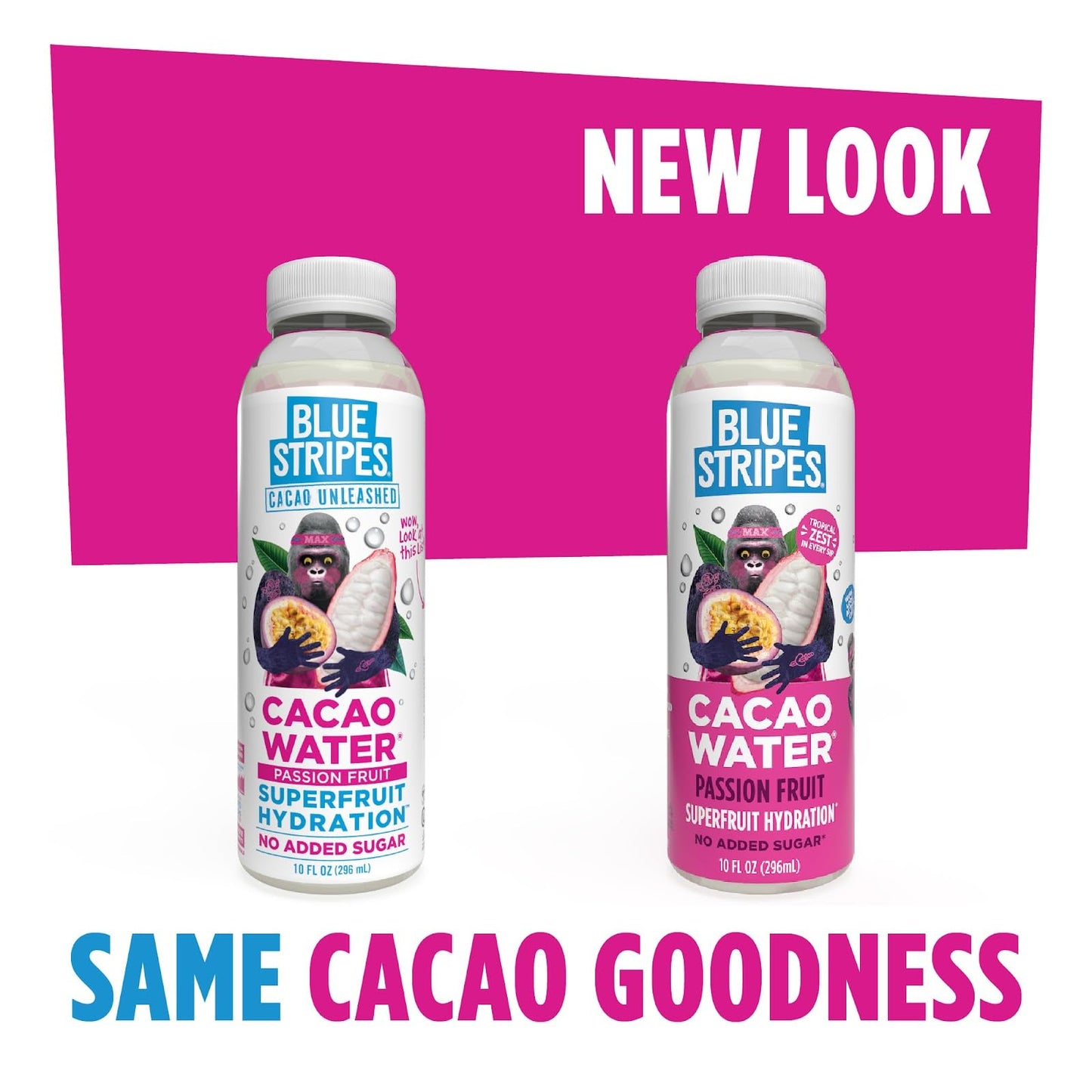 Blue Stripes Cacao Water - Cold Pressed Superfruit Hydration with Electrolytes & Antioxidants, No Sugar Added, All Natural, Grea