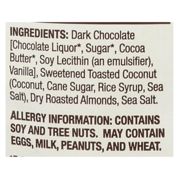 Bark Thins Toasted Coconut With Almonds Dark Chocolate Snacks, 4.7 Ounce - 12 Per Case.