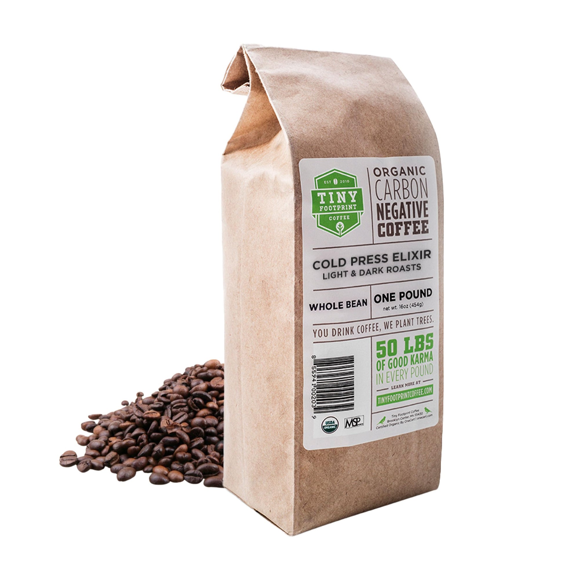 Tiny Footprint Coffee - Organic Cold Brew Cold Press Elixir | Blend of Light & Dark Roasts Whole Bean Coffee | Shade-Grown, Fair