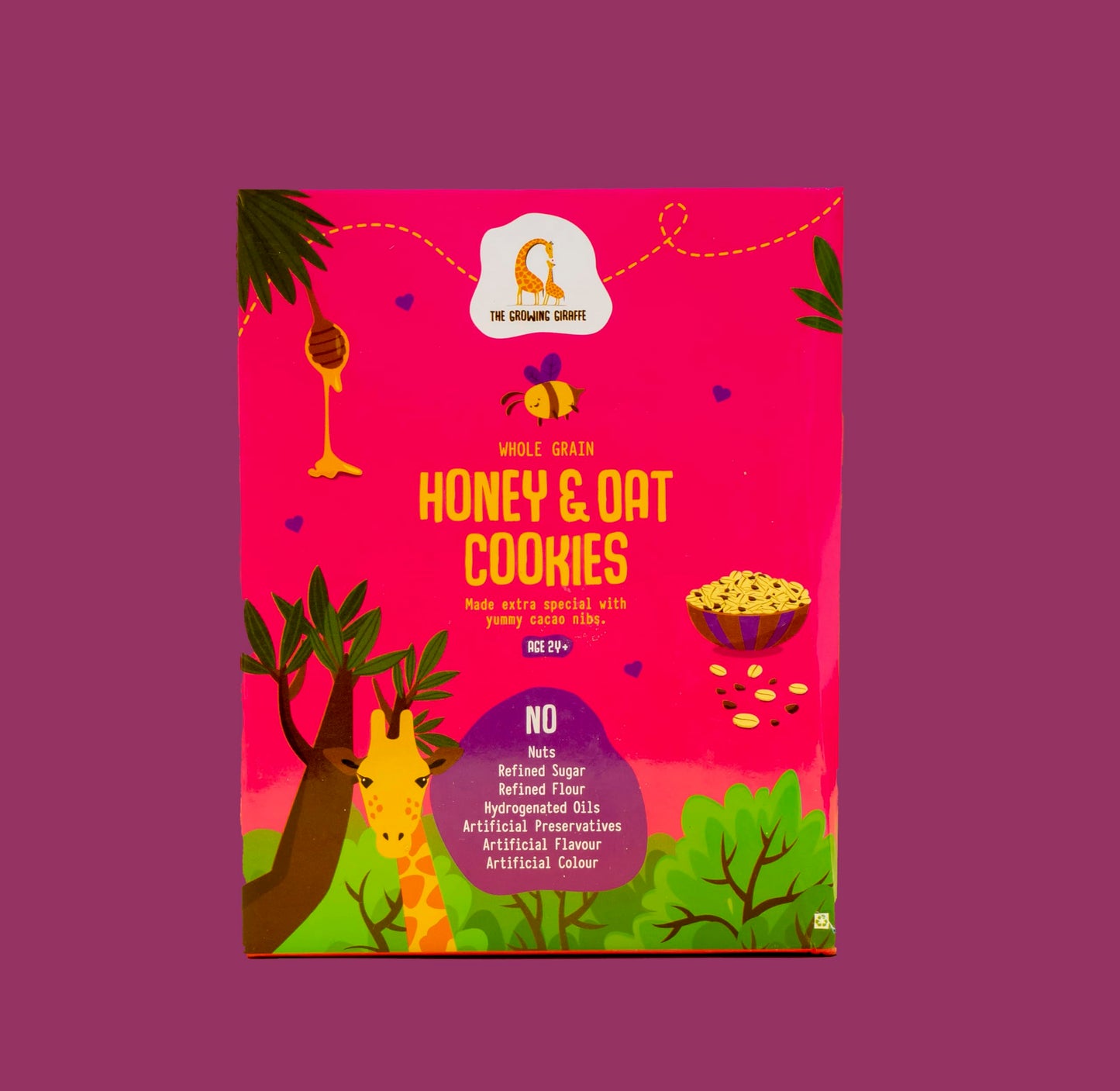 The Growing Giraffe Whole Grain Honey & Oat Cookies With Chocolate Chips | Tasty, Healthy & Nutritious, Free From Artificial Fla