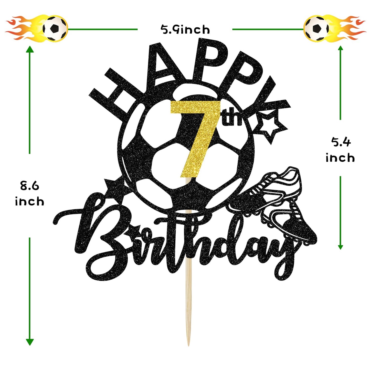 Soccer Happy 7Th Birthday Cake Topper, Soccer Players Toys/Football Soccer Theme Party Cake Decorations, 7 Years Old Birthday Ca