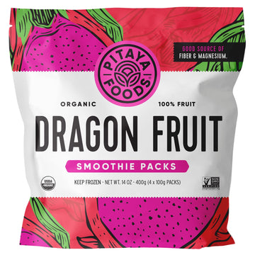 Pitaya Foods - Organic Dragon Fruit Smoothie Packs, Pre-Packaged Frozen Fruit Pur  e, No Added Sugar or Preservatives, Good Sour