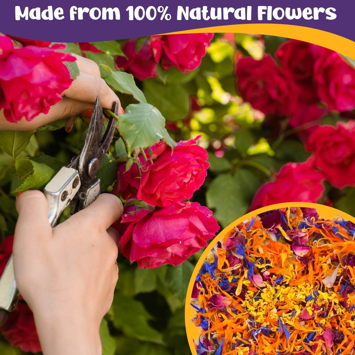 Fangkic Edible Flower Petal Blend - 4 Kinds, 3.5 Ounce for Cakes, Cocktails, Soap, Ice Cream