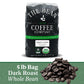 The Bean Organic Coffee Company Le Bean, Dark French Roast, Whole Bean Coffee, 5-Pound Bag