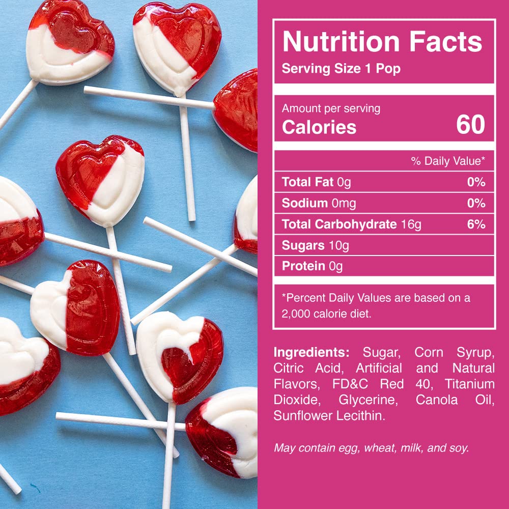 Heart Lollipops By Candy Creek, Bulk 5 Lb. Carton, Strawberry Cream Valentines Candy