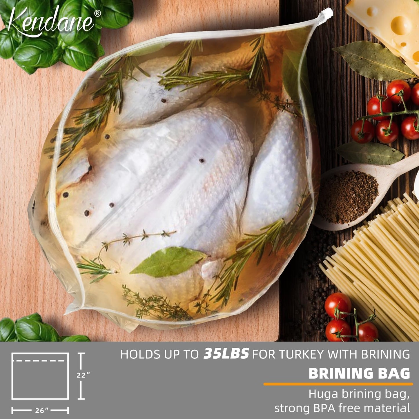 Turkey Brining Bags Set Of 2-26''  22'' Extra Large Brine Bag Holds Up To 35Lb- Double Zippers Seal Brine Bags With 2 Cotton Str