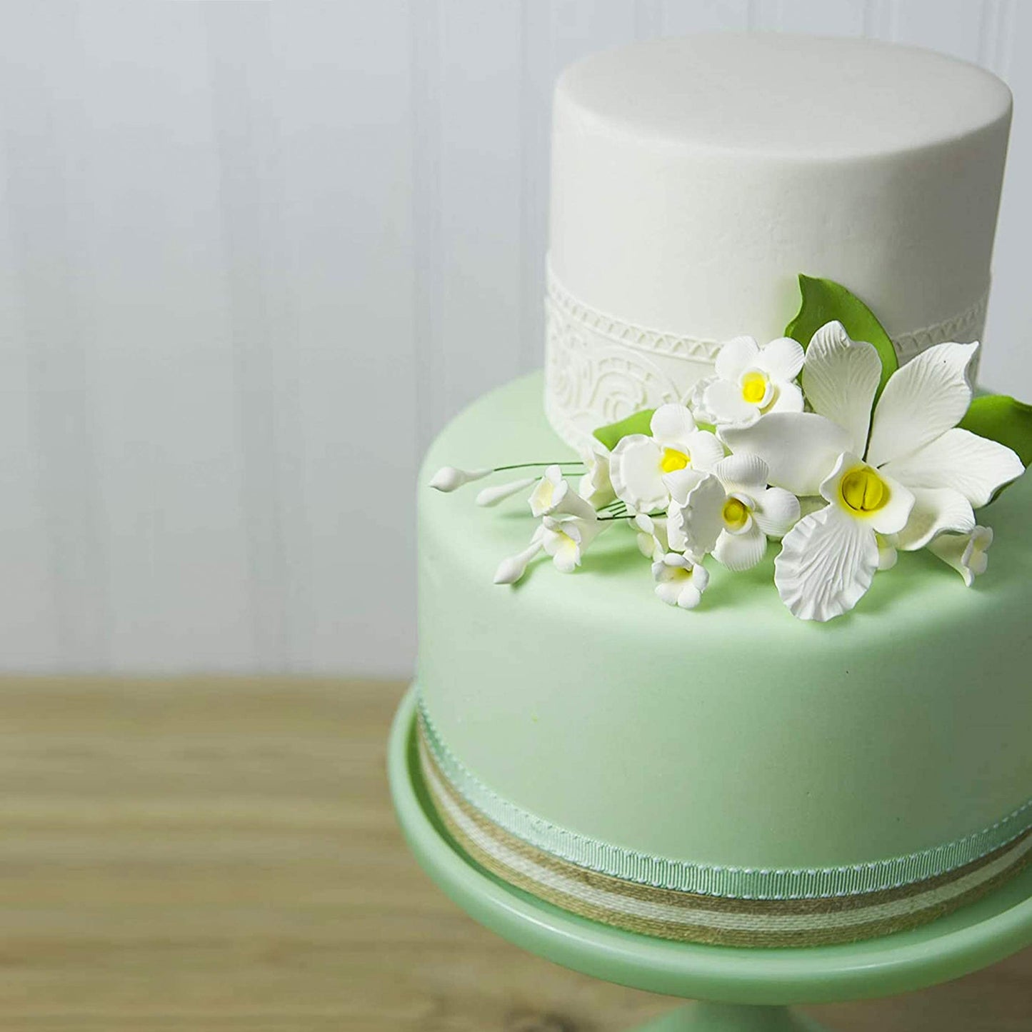 Global Sugar Art Cymbidium Orchid Sugar Cake Flowers Spray, White, 1 Count By Chef Alan Tetreault