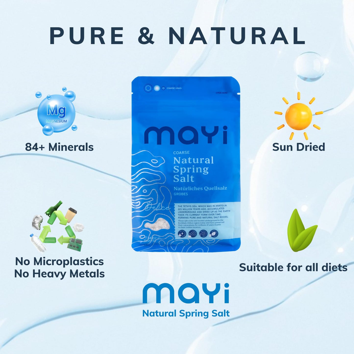 Mayi Tuz Coarse Salt - Hand-Harvested, Kosher, Unrefined, 16 oz