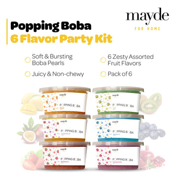 Mayde 6-Flavor Popping Boba Pearls Party Kit (6-Pack, 490 Grams)