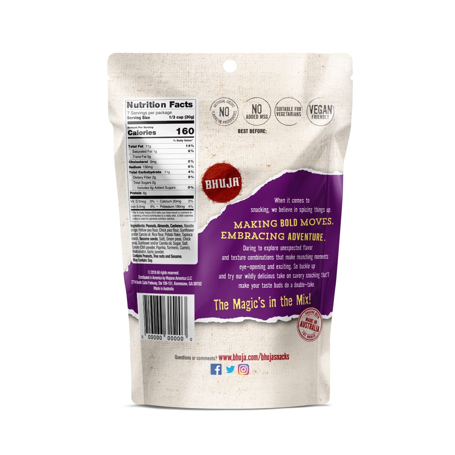 Majans Bhuja Gluten Free Snack Mix, Non-GMO | No Preservatives | Vegetarian Friendly | No Artificial Colors or Flavors, Nut Mix,