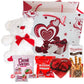 Valentines Day Gift Basket Set | Teddy Bear Plush (Color Varys), Creme Savers Hard Candy, Individually Wrapped, Hershey Kisses Milk Chocolate, Heart Shape Elmer Chocolates Dark Chocolate Or Hazelnut Pirouline Wafers, & Valentine Bag (Design Varies |