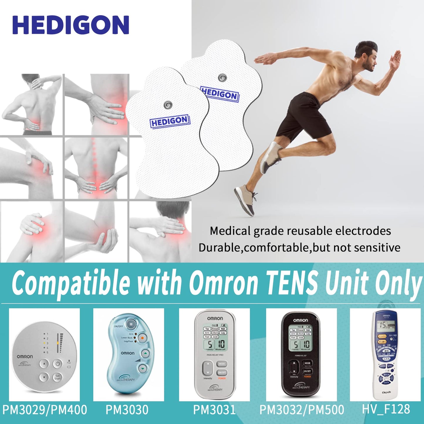 Durable (20Pcs) Compatible With Omron Tens Unit Replacement Pads Reusable Pads 10 Pairs Brand: Hedigon