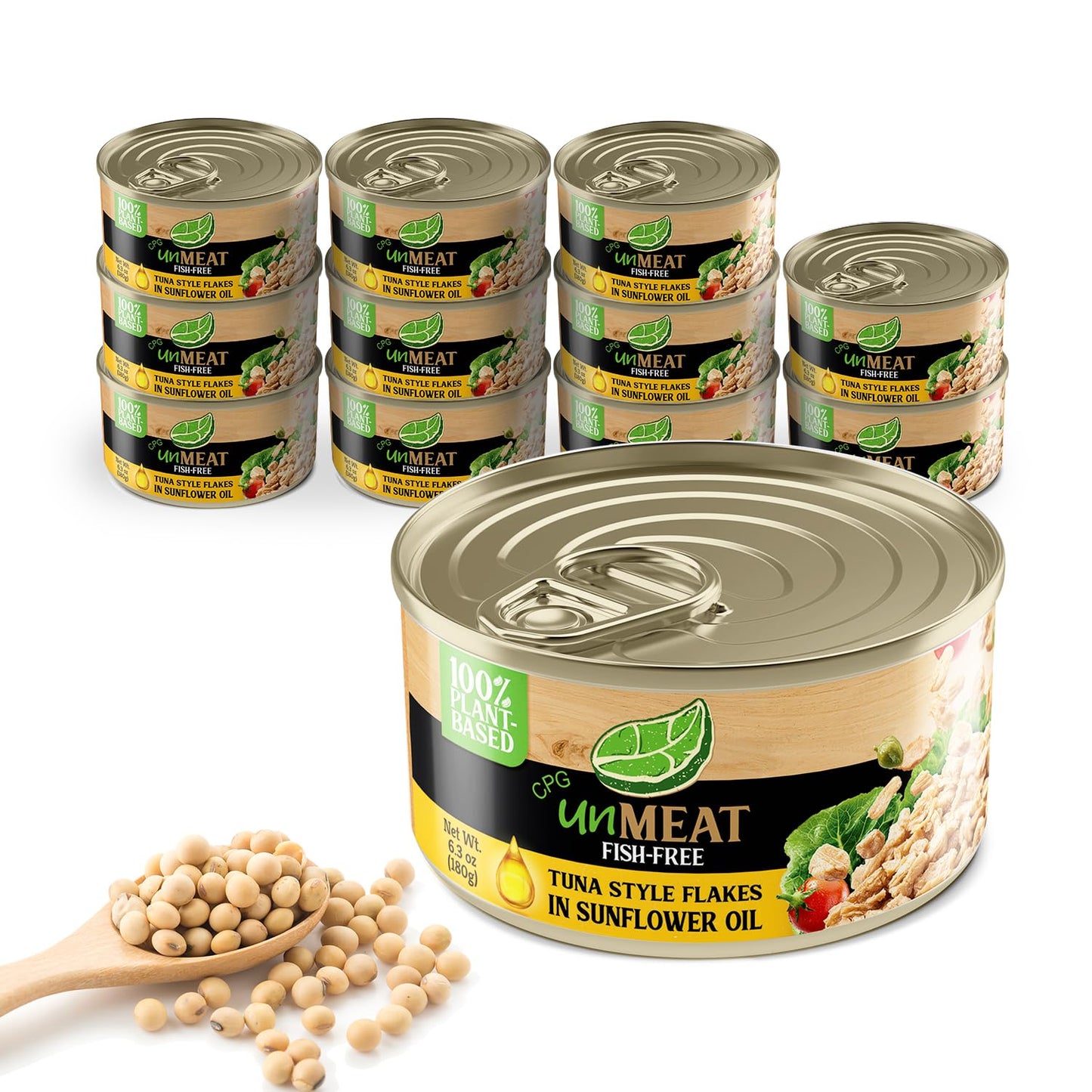 unMEAT Plant Based Tuna Style Flakes | Easy to Prepare Vegan Canned Tuna in Sunflower Oil, 12 pack