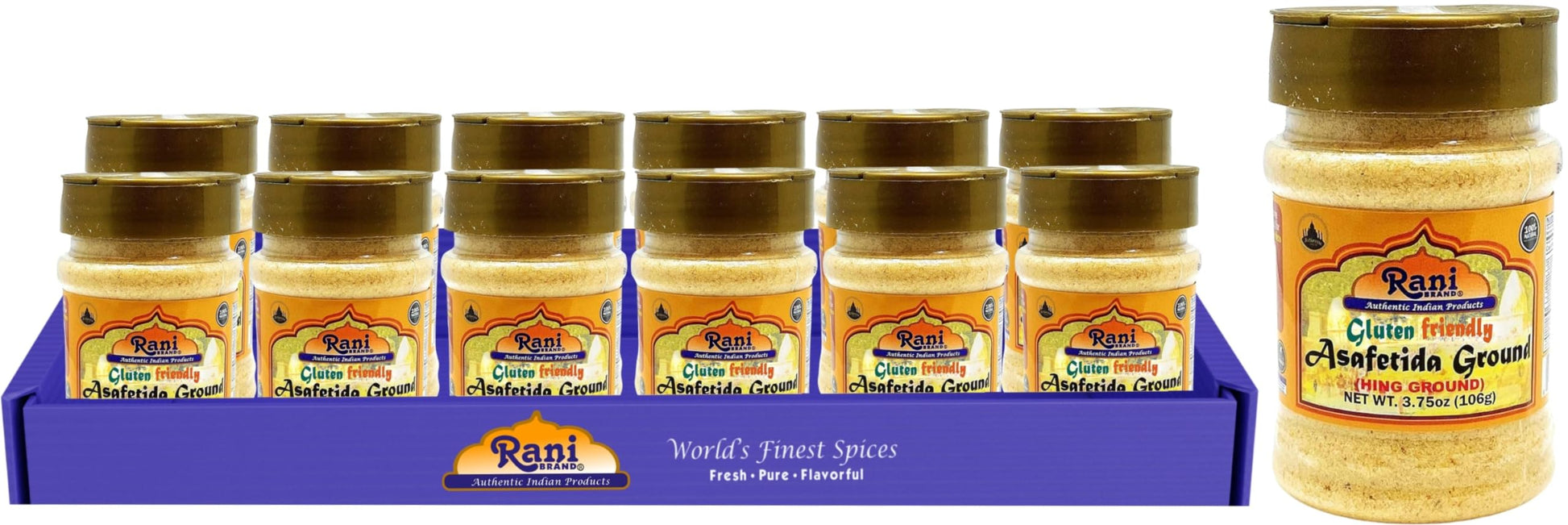 Rani Asafetida (Hing) Ground 3.75oz (106g) Gluten Friendly, PET Jar, Pack of 12 ~ All Natural | Salt Free | Vegan | Non-GMO | As