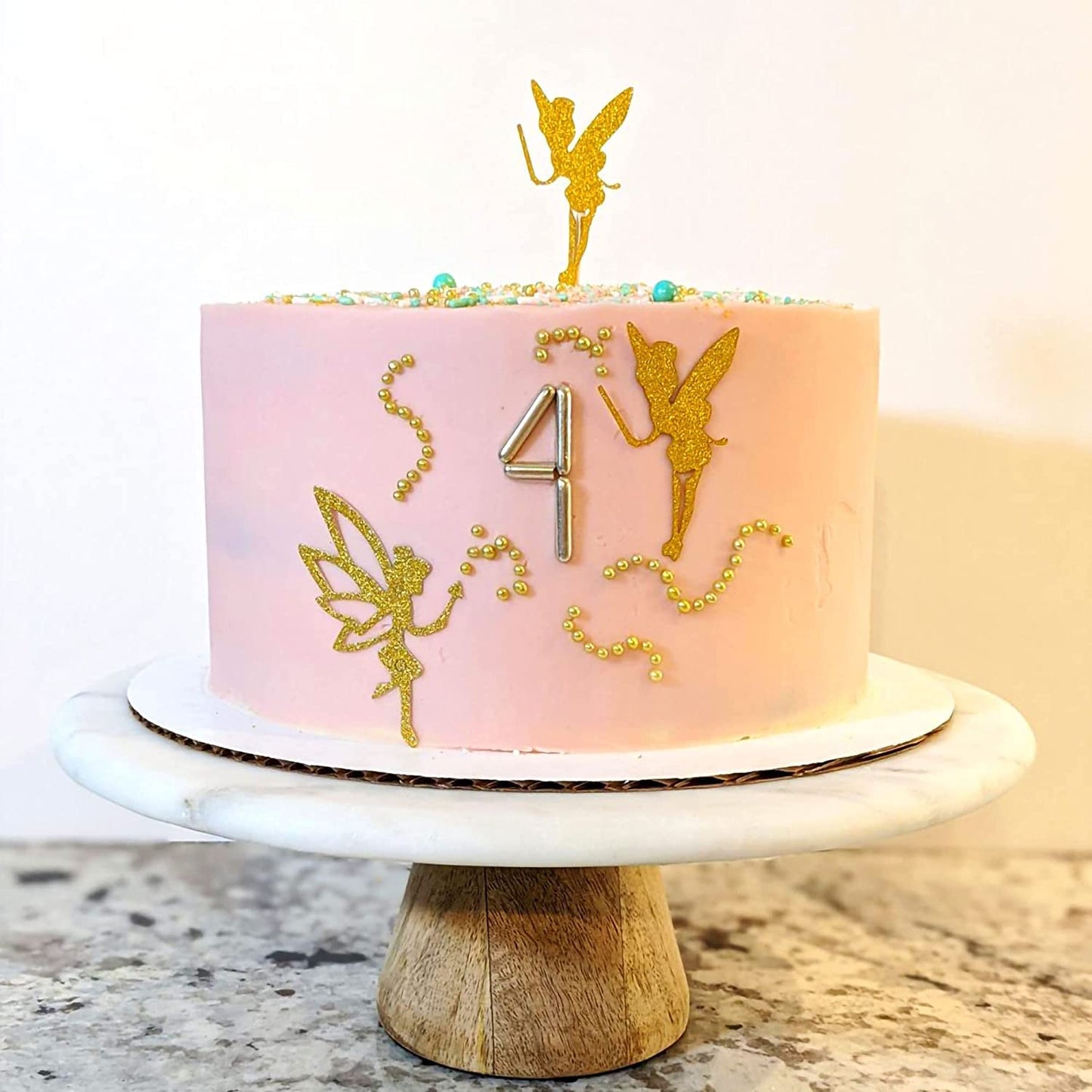 Jevenis 32Pcs Gold Glitter Fairy Cupcake Toppers Angel Cake Topper Ballet Cupcake Topper For Birthday Bridal Shower Baby Shower