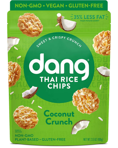Dang Thai Rice Chips | Gluten Free, Soy Free & Preservative Free Rice Crisps, Healthy Snacks Made with Whole Foods (Coconut Crun