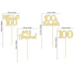 Gyufise 24Pcs Gold Glitter 100Th Birthday Cupcake Toppers Hello 100 One Hundred Cake Toppers 100 & Fabulous Cupcake Picks For 10