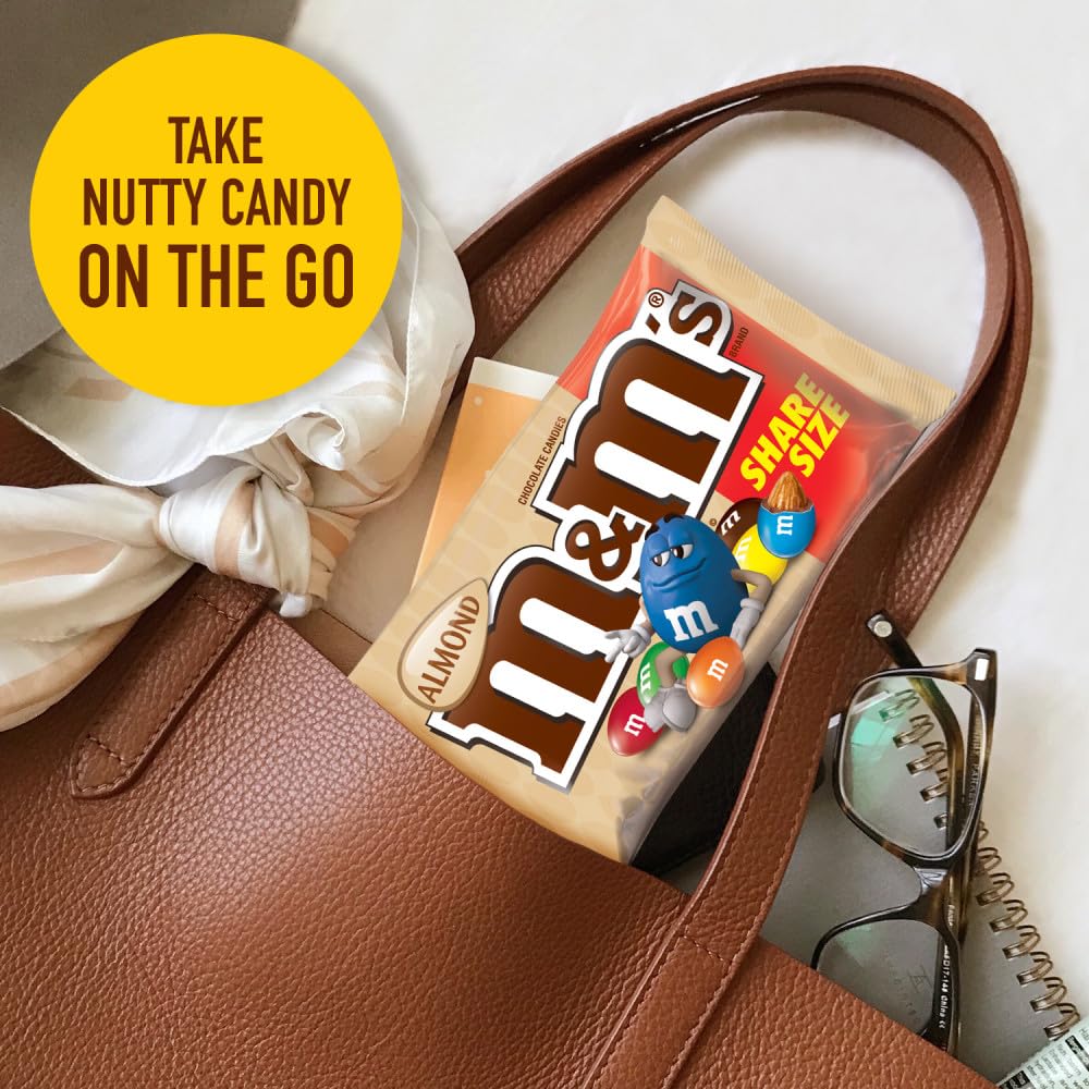 M&M'S Almond Chocolate Candy Sharing Size 2.83-Ounce Pouch 18-Count Box