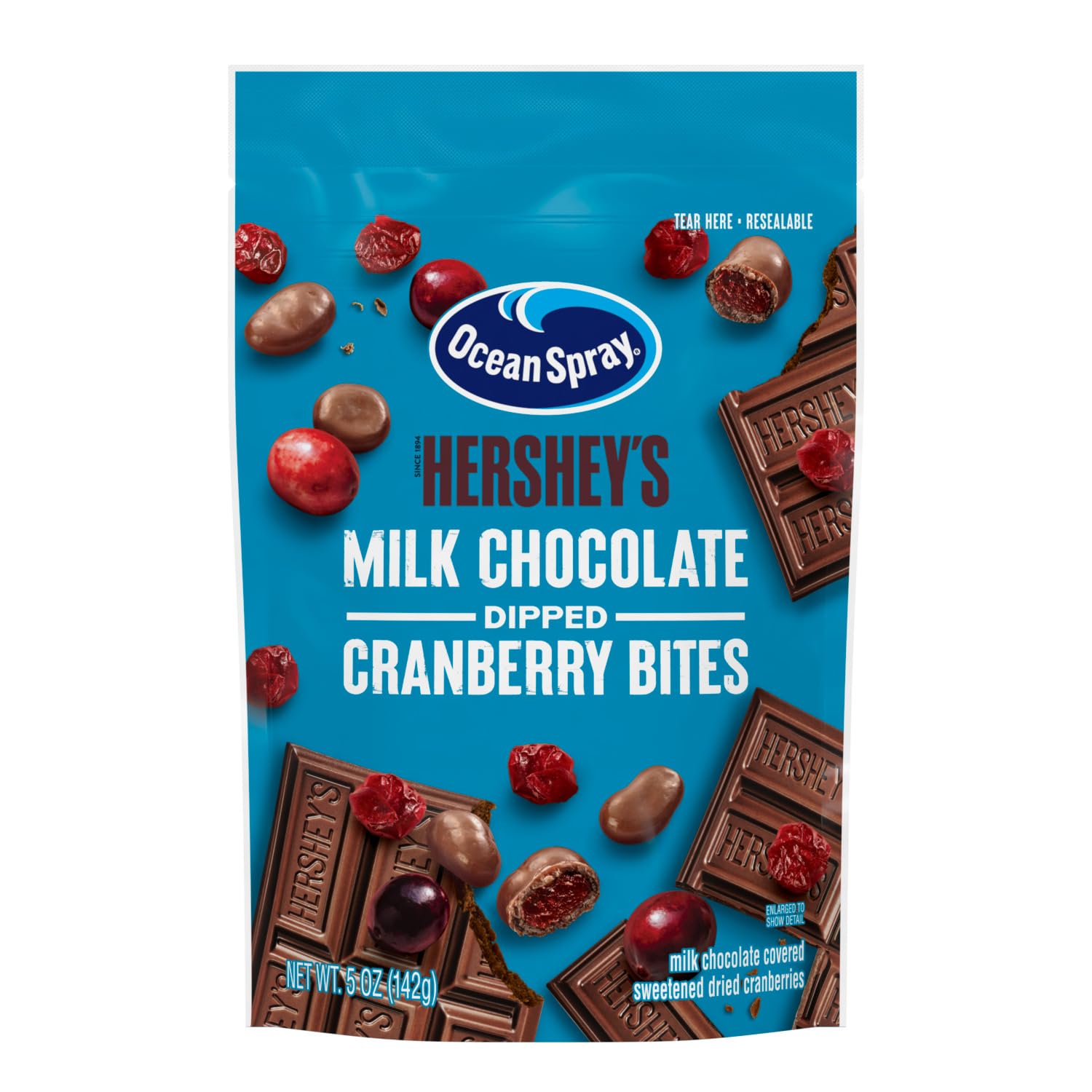 Ocean Spray® Hershey’S® Milk Chocolate Dipped Cranberry Bites, Chocolate Covered Dried Cranberries, 5 Oz Pouch (Pack Of 12)