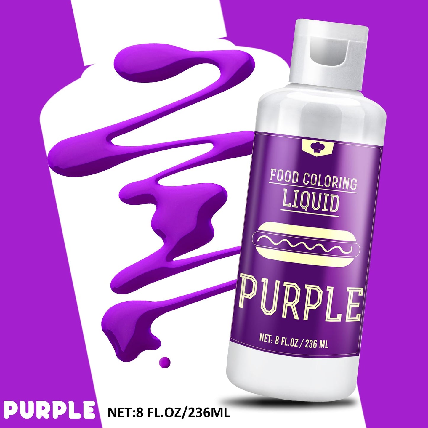 Vividye Food Coloring - Purple Liquid Dye for Baking, Icing, and Crafts - 240ml