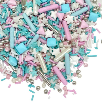 Manvscakes Sprinkles- Edible Cake And Cupcake Sprinkles With Assorted Shapes And Sizes, Metallic Sprinkle Mix For Cookies, Ice Cream, Cake And Cupcake Decorating, 4 Oz (Pink, Black, And Blue)
