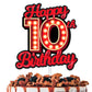 Happy 10th Birthday Cake Topper Fluorescent Flashing Night Out Hen Movie Nightclub Theme Decor Supplies Boy Girl Happy Birthday 
