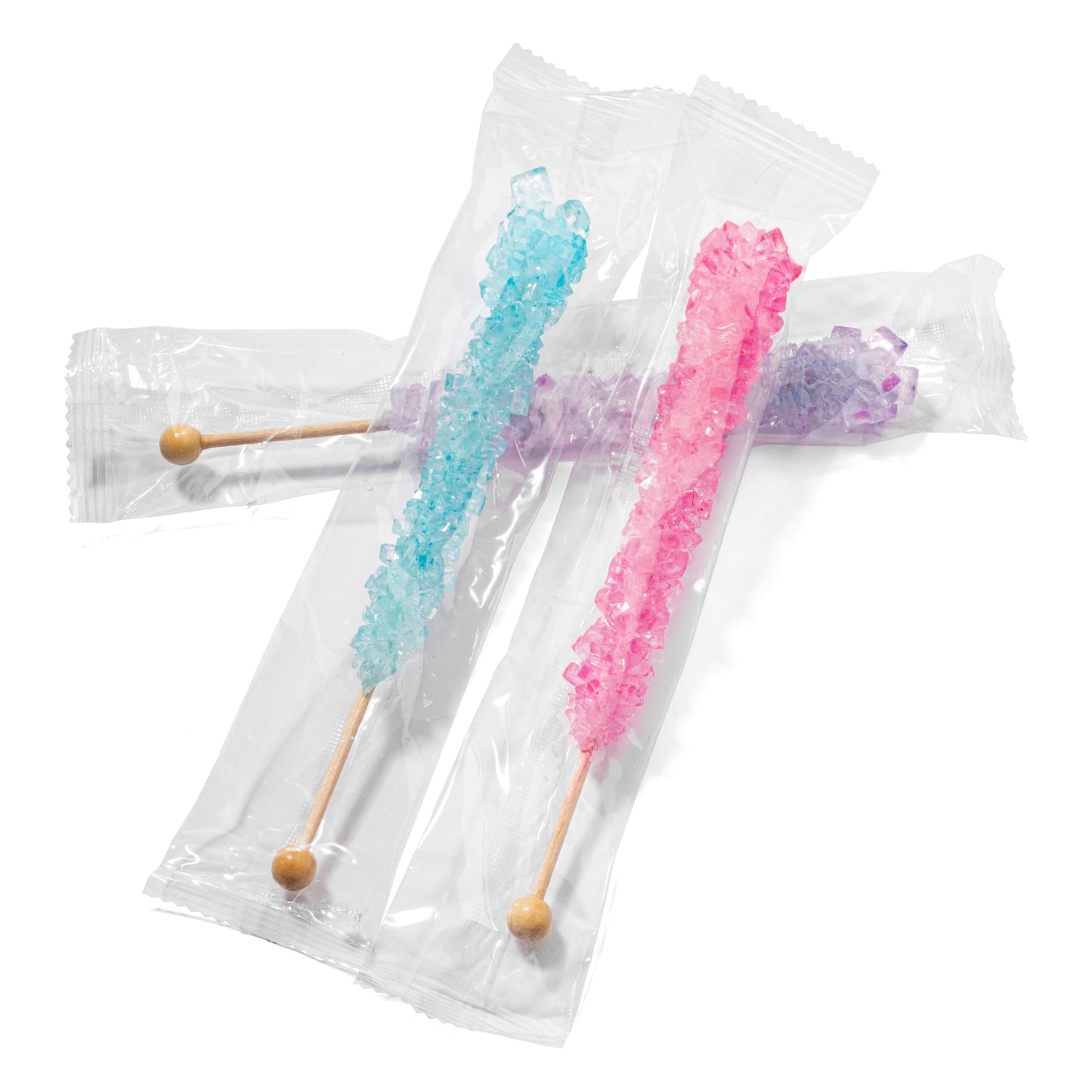 Candy Envy - Mermaid Rock Candy Sugar Sticks - 10 Indiv. Wrapped - Pink, Light Blue, Lavender