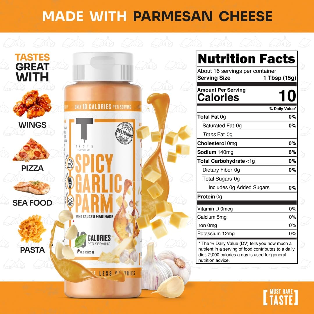 Taste Flavor Co. Grilling, Dipping Sauce And Marinade, Great Tasting, Low-Calorie Sauces, Keto Friendly, No Oils (3 Pack, Spicy