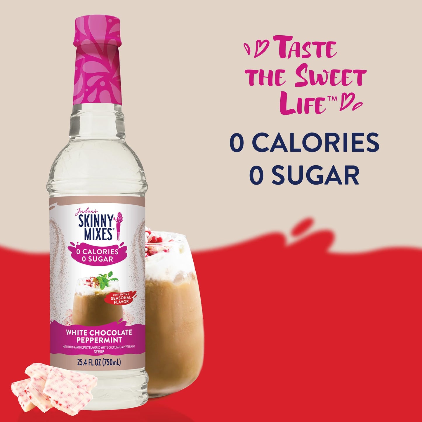 Jordans Skinny Syrups White Chocolate Peppermint Flavor Drink Mix, Sugar Free, Keto Friendly, 25.4 Fl Oz, Pack of 1