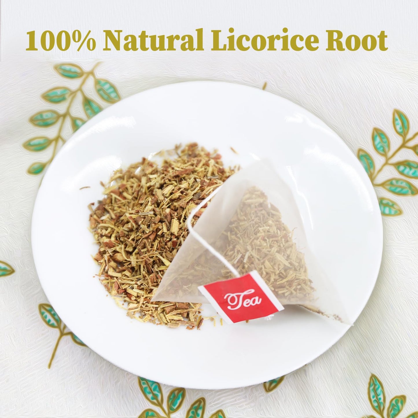 FullChea Licorice Root Tea Bags - Non-GMO, Caffeine-Free Herbal Tea, 40 Count, 2g/bag