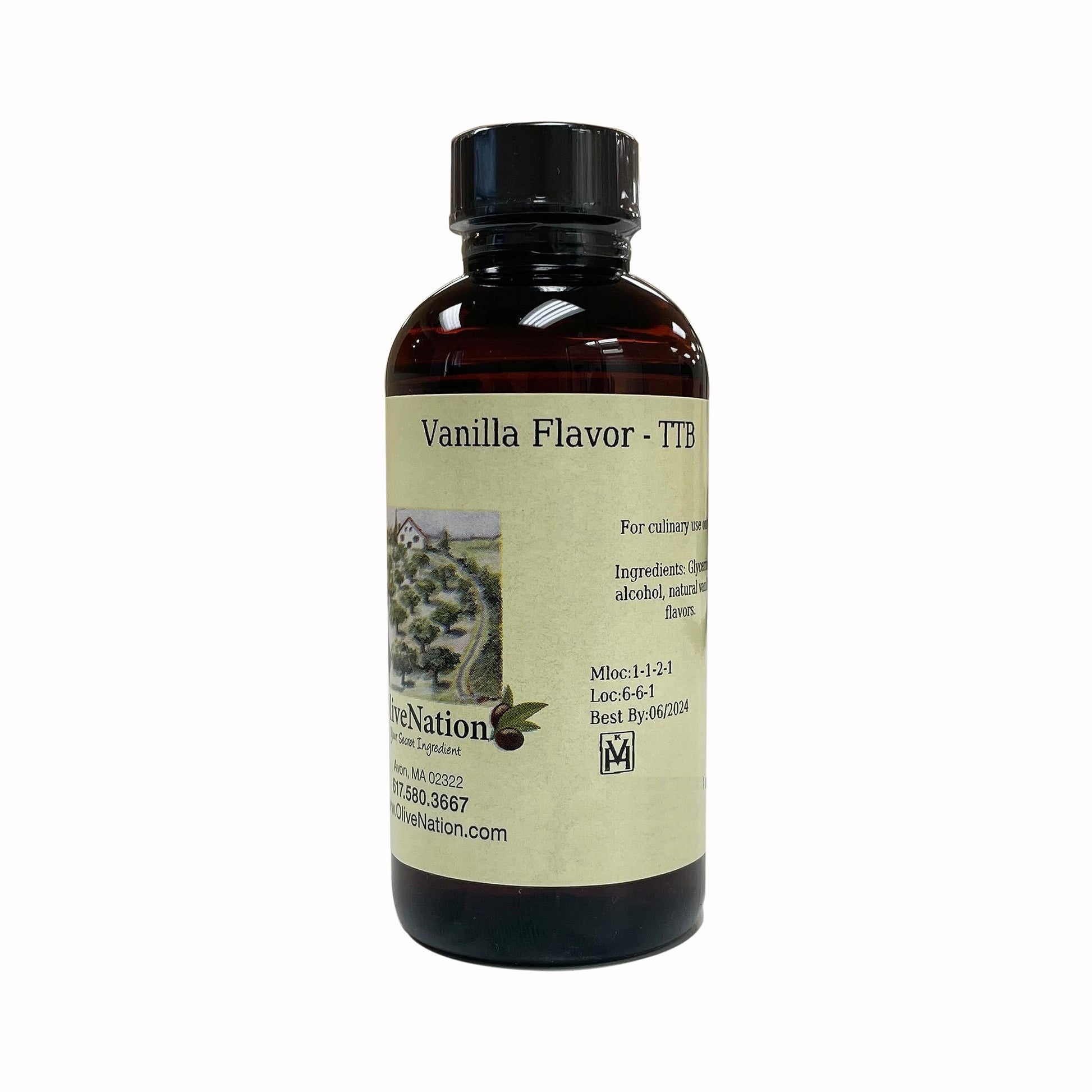 OLIVENATION Concentrated Vanilla Flavor TTB - Non-GMO, Kosher, Vegan - 8 Fl Oz - Model VE8